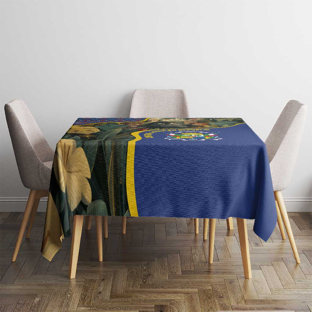Central African Republic Tablecloth with Jungle Animal Design and National Emblem Pattern - Wonder Print Shop
