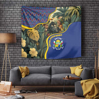 Central African Republic Tapestry with Jungle Animal Design and National Emblem Pattern - Wonder Print Shop