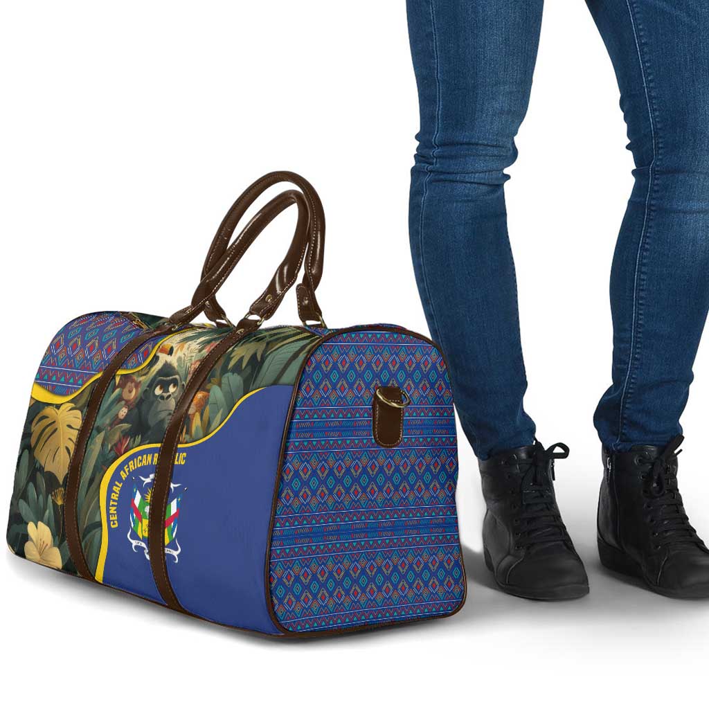 Central African Republic Travel Bag with Jungle Animal Design and National Emblem Pattern - Wonder Print Shop