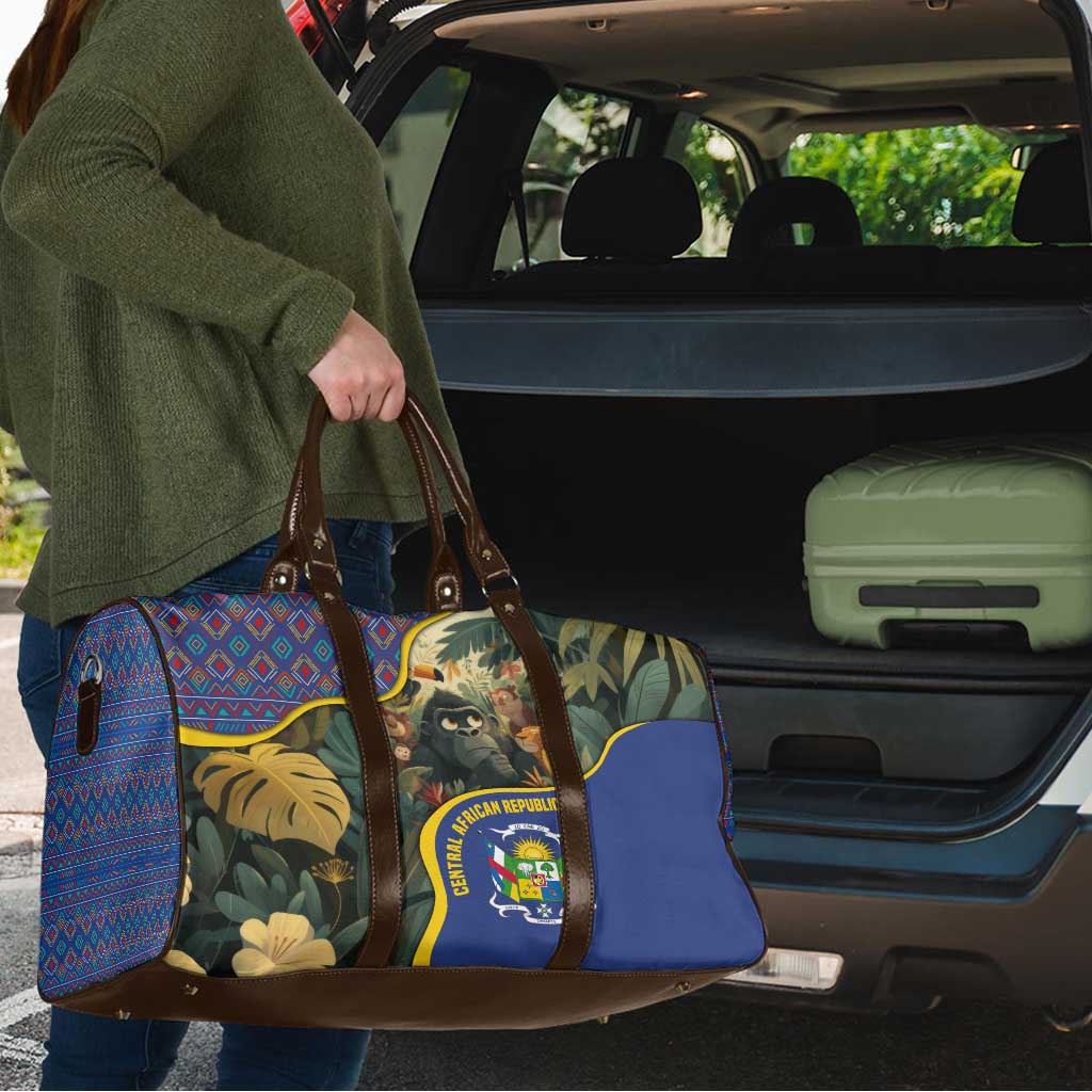 Central African Republic Travel Bag with Jungle Animal Design and National Emblem Pattern - Wonder Print Shop