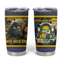 Central African Republic Tumbler Cup with Jungle Animal Design and National Emblem Pattern - Wonder Print Shop