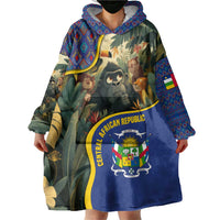 Central African Republic Wearable Blanket Hoodie with Jungle Animal Design and National Emblem Pattern - Wonder Print Shop