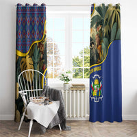 Central African Republic Window Curtain with Jungle Animal Design and National Emblem Pattern - Wonder Print Shop