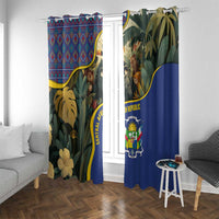Central African Republic Window Curtain with Jungle Animal Design and National Emblem Pattern - Wonder Print Shop