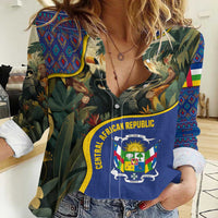 Central African Republic Women Casual Shirt with Jungle Animal Design and National Emblem Pattern - Wonder Print Shop