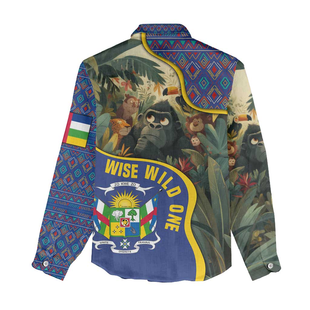 Central African Republic Women Casual Shirt with Jungle Animal Design and National Emblem Pattern - Wonder Print Shop