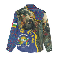 Central African Republic Women Casual Shirt with Jungle Animal Design and National Emblem Pattern - Wonder Print Shop
