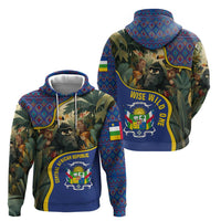 Central African Republic Zip Hoodie with Jungle Animal Design and National Emblem Pattern - Wonder Print Shop
