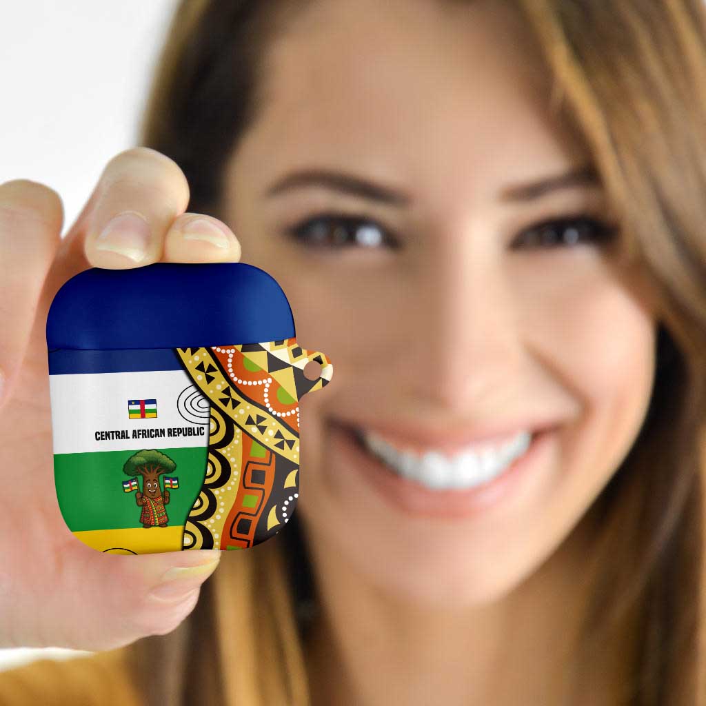 Central African Republic AirPods Case with Cartoon Baobab Design and Flag Pattern - Wonder Print Shop