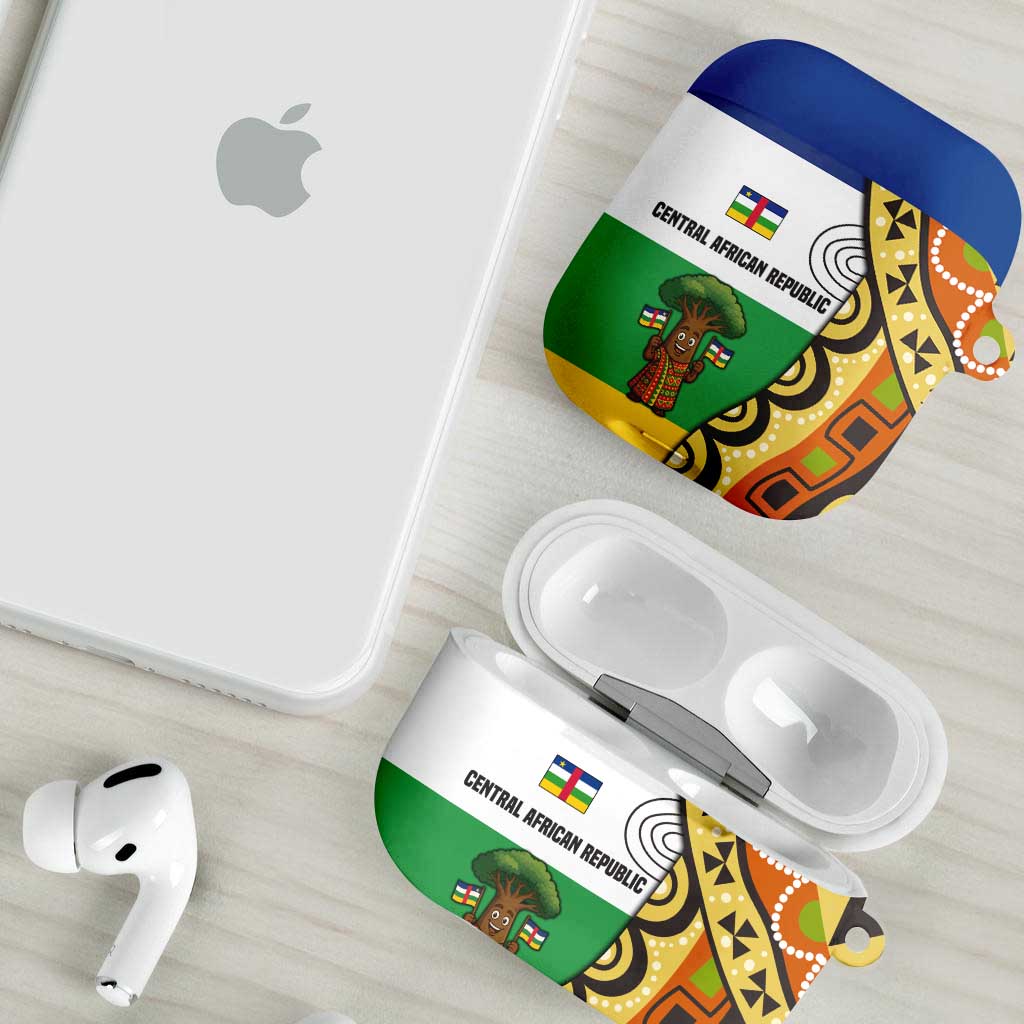Central African Republic AirPods Case with Cartoon Baobab Design and Flag Pattern - Wonder Print Shop