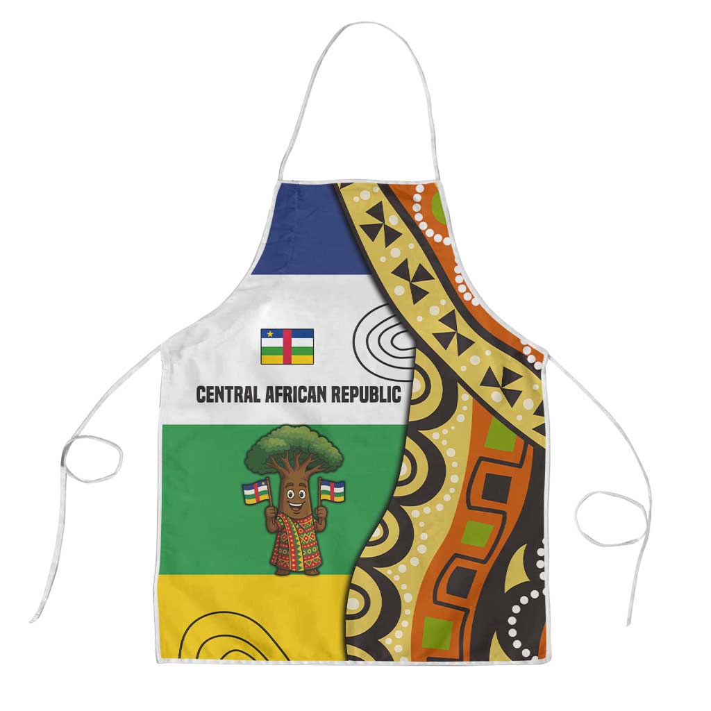 Central African Republic Apron with Cartoon Baobab Design and Flag Pattern - Wonder Print Shop