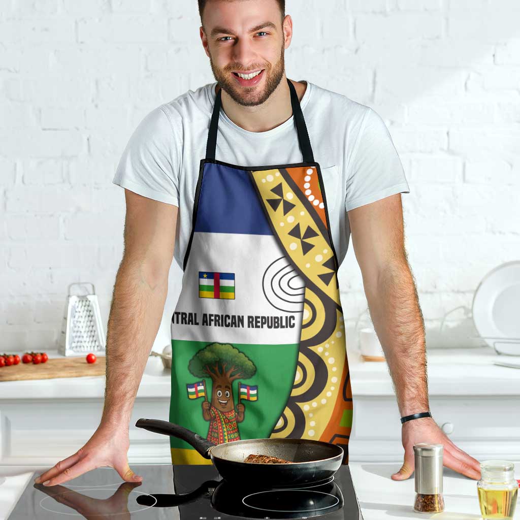 Central African Republic Apron with Cartoon Baobab Design and Flag Pattern - Wonder Print Shop