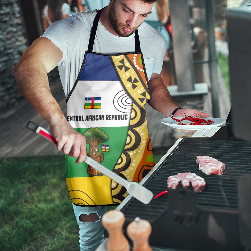 Central African Republic Apron with Cartoon Baobab Design and Flag Pattern - Wonder Print Shop