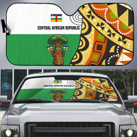 Central African Republic Auto Sun Shade with Cartoon Baobab Design and Flag Pattern - Wonder Print Shop