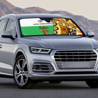 Central African Republic Auto Sun Shade with Cartoon Baobab Design and Flag Pattern - Wonder Print Shop