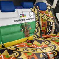 Central African Republic Back Car Seat Cover with Cartoon Baobab Design and Flag Pattern - Wonder Print Shop