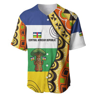 Central African Republic Baseball Jersey with Cartoon Baobab Design and Flag Pattern - Wonder Print Shop