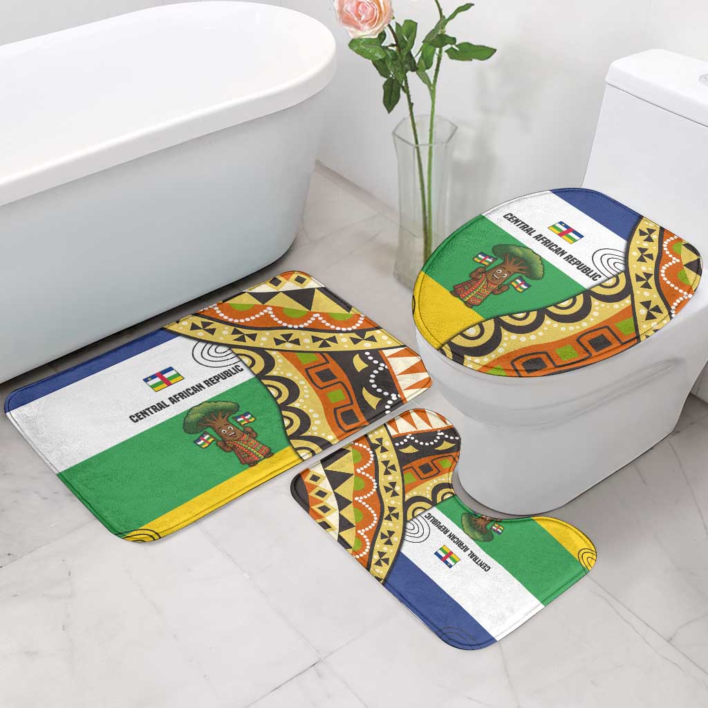 Central African Republic Bathroom Set with Cartoon Baobab Design and Flag Pattern - Wonder Print Shop