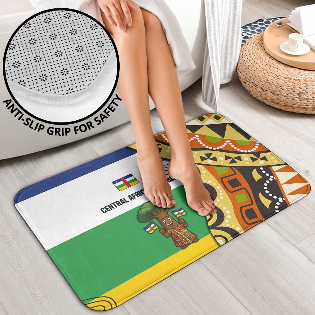 Central African Republic Bathroom Set with Cartoon Baobab Design and Flag Pattern - Wonder Print Shop