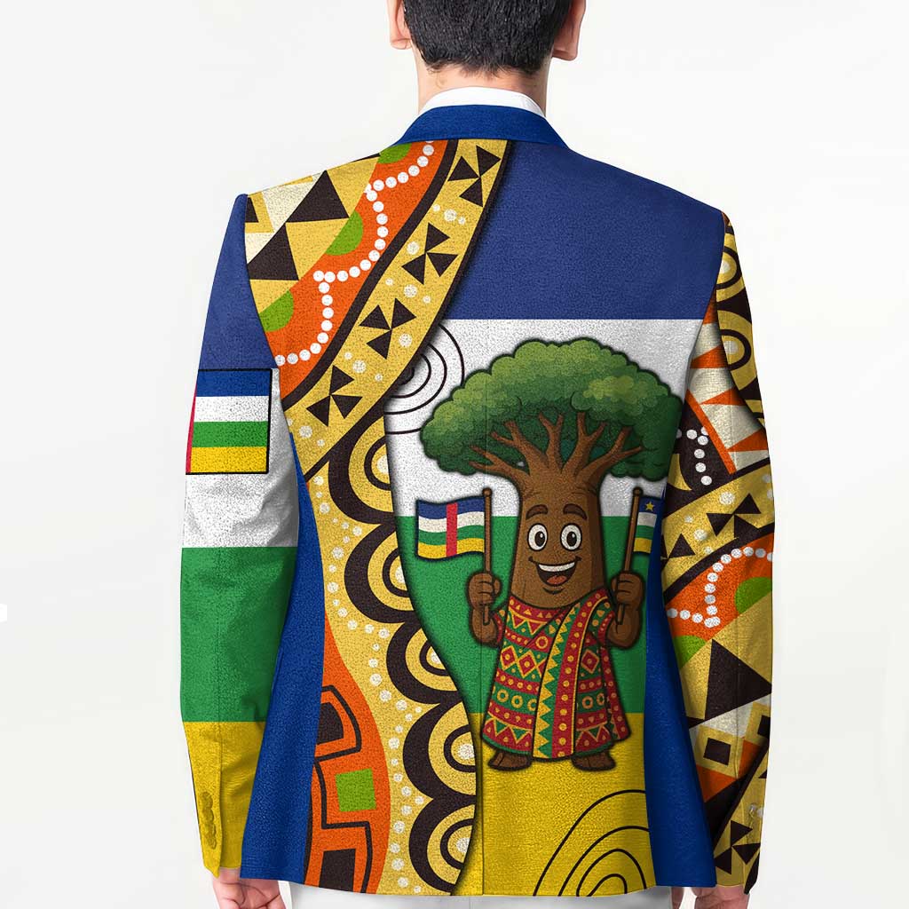 Central African Republic Blazer with Cartoon Baobab Design and Flag Pattern - Wonder Print Shop