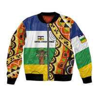 Central African Republic Bomber Jacket with Cartoon Baobab Design and Flag Pattern - Wonder Print Shop