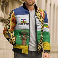 Central African Republic Bomber Puffer Jacket with Cartoon Baobab Design and Flag Pattern - Wonder Print Shop