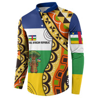 Central African Republic Button Sweatshirt with Cartoon Baobab Design and Flag Pattern - Wonder Print Shop
