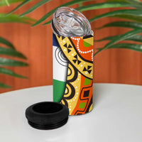 Central African Republic 4 in 1 Can Cooler Tumbler with Cartoon Baobab Design and Flag Pattern - Wonder Print Shop
