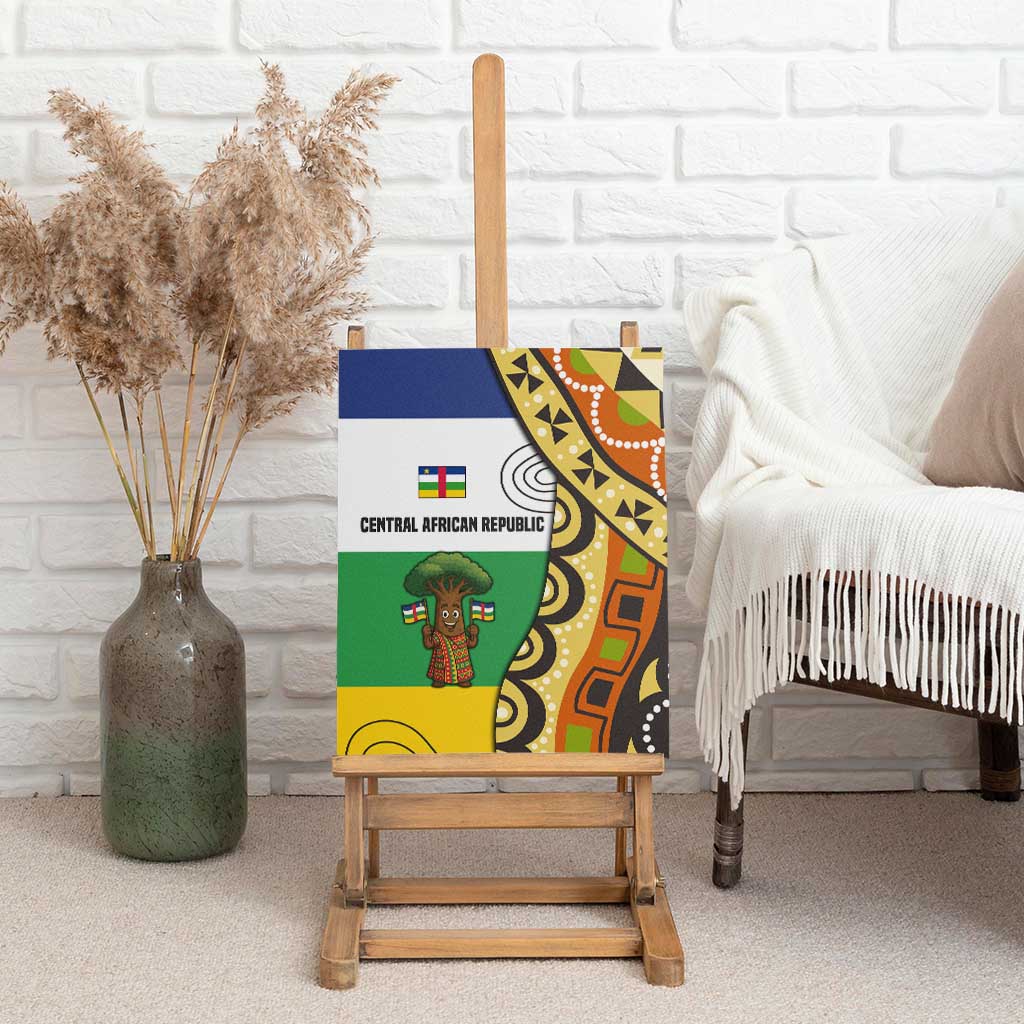 Central African Republic Canvas Wall Art with Cartoon Baobab Design and Flag Pattern - Wonder Print Shop