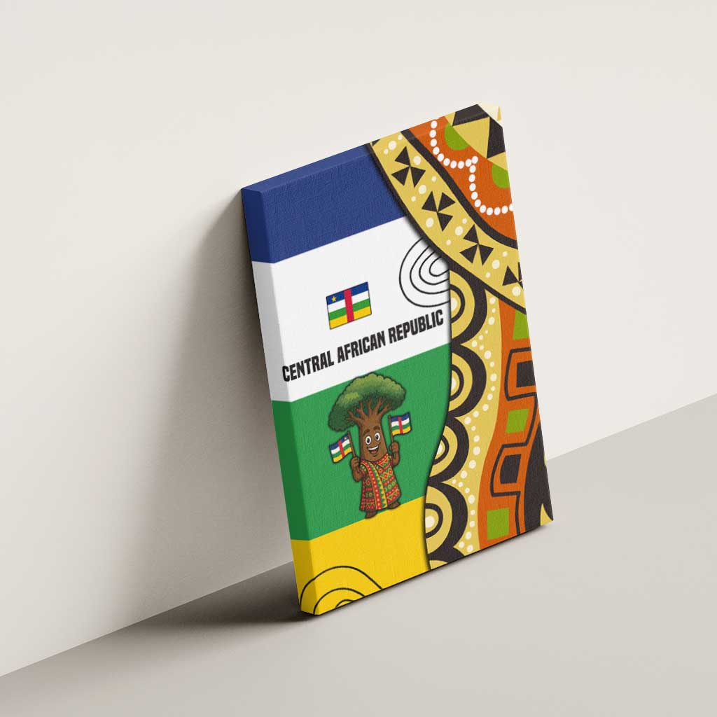 Central African Republic Canvas Wall Art with Cartoon Baobab Design and Flag Pattern - Wonder Print Shop