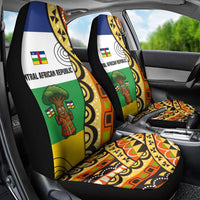 Central African Republic Car Seat Cover with Cartoon Baobab Design and Flag Pattern - Wonder Print Shop