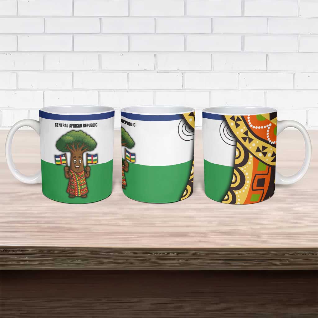 Central African Republic Ceramic Mug with Cartoon Baobab Design and Flag Pattern - Wonder Print Shop