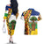 Central African Republic Couples Matching Off The Shoulder Long Sleeve Dress and Hawaiian Shirt with Cartoon Baobab Design and Flag Pattern - Wonder Print Shop