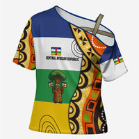 Central African Republic Cross Shoulder Shirt with Cartoon Baobab Design and Flag Pattern - Wonder Print Shop