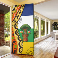 Central African Republic Door Cover with Cartoon Baobab Design and Flag Pattern - Wonder Print Shop