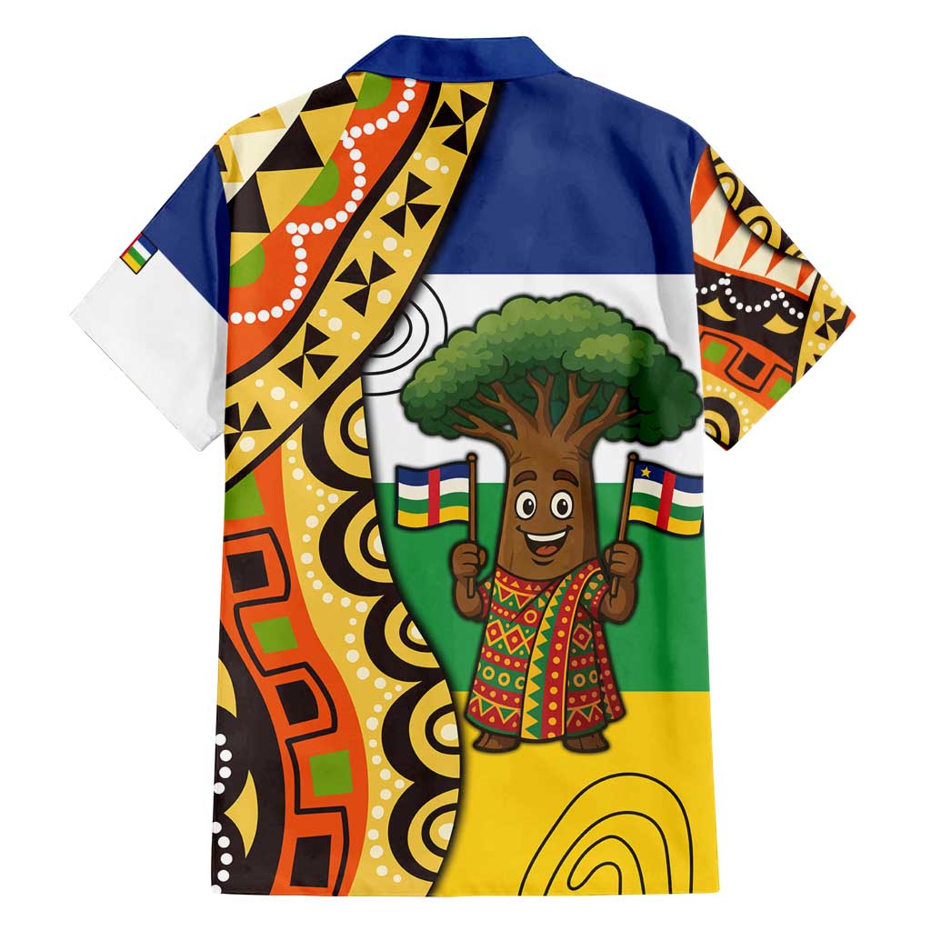 Central African Republic Family Matching Long Sleeve Bodycon Dress and Hawaiian Shirt with Cartoon Baobab Design and Flag Pattern - Wonder Print Shop