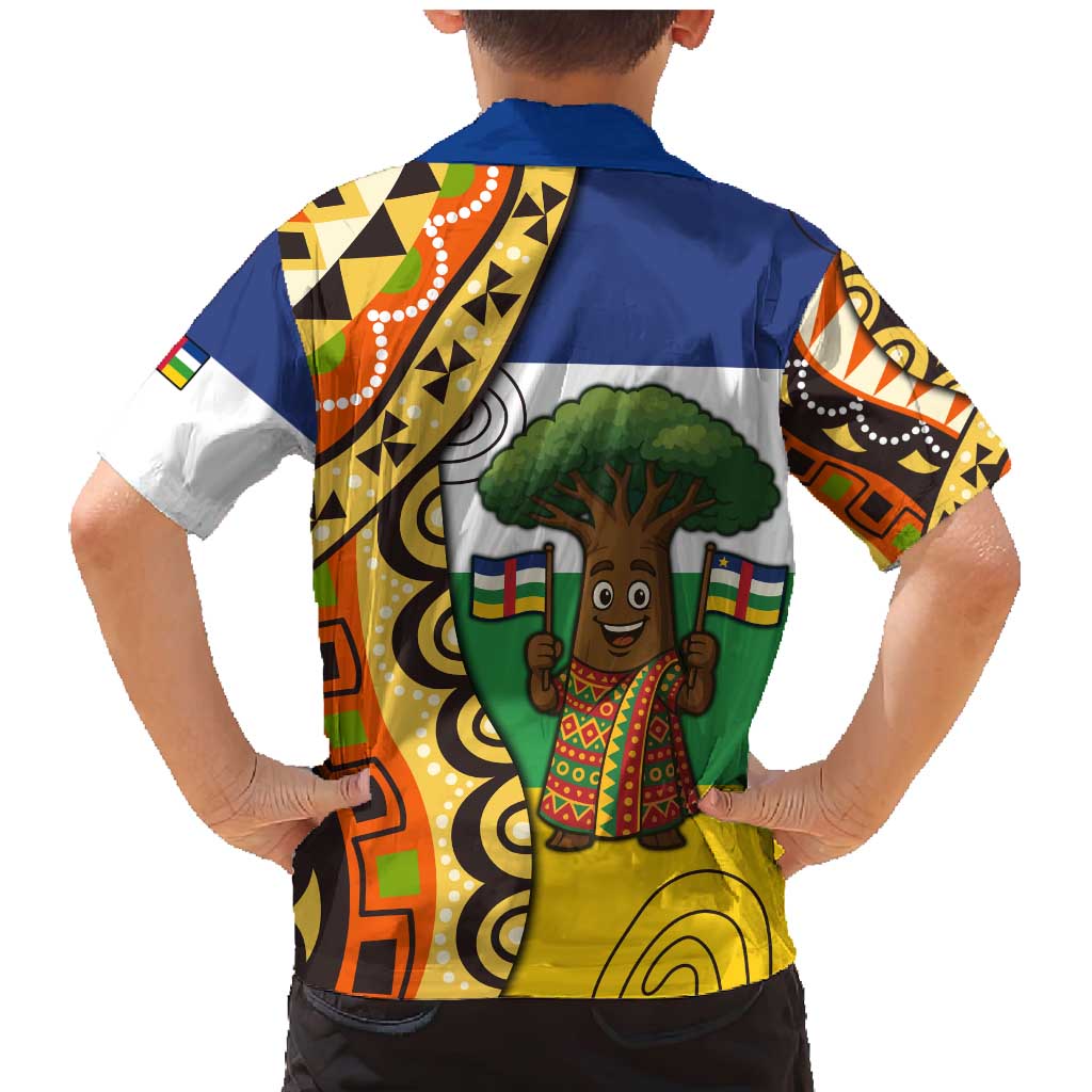 Central African Republic Family Matching Mermaid Dress and Hawaiian Shirt with Cartoon Baobab Design and Flag Pattern - Wonder Print Shop