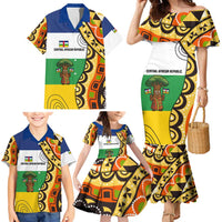 Central African Republic Family Matching Mermaid Dress and Hawaiian Shirt with Cartoon Baobab Design and Flag Pattern - Wonder Print Shop