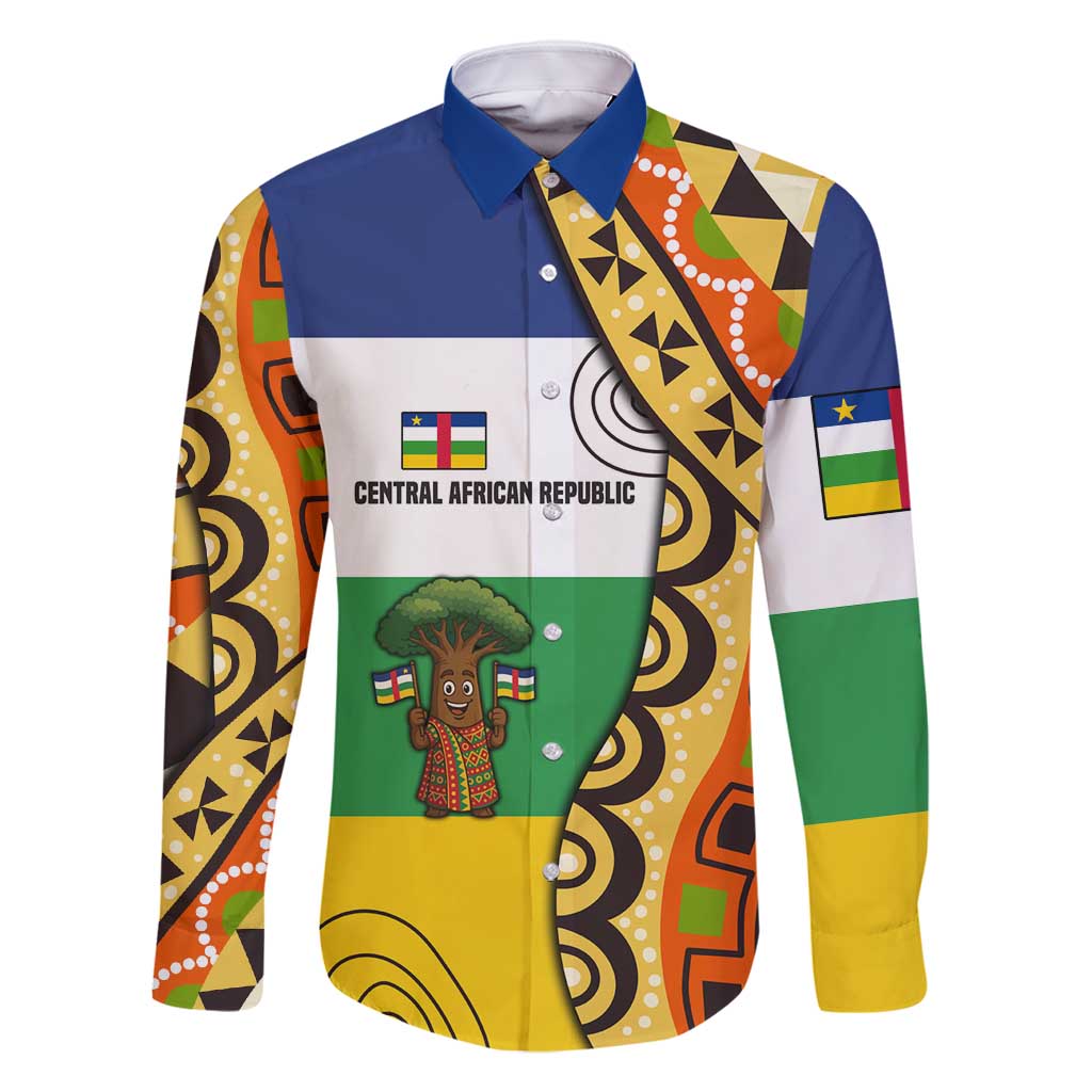 Central African Republic Family Matching Mermaid Dress and Hawaiian Shirt with Cartoon Baobab Design and Flag Pattern - Wonder Print Shop