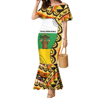 Central African Republic Family Matching Mermaid Dress and Hawaiian Shirt with Cartoon Baobab Design and Flag Pattern - Wonder Print Shop