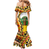 Central African Republic Family Matching Mermaid Dress and Hawaiian Shirt with Cartoon Baobab Design and Flag Pattern - Wonder Print Shop