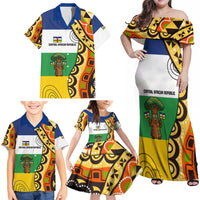 Central African Republic Family Matching Off Shoulder Maxi Dress and Hawaiian Shirt with Cartoon Baobab Design and Flag Pattern - Wonder Print Shop