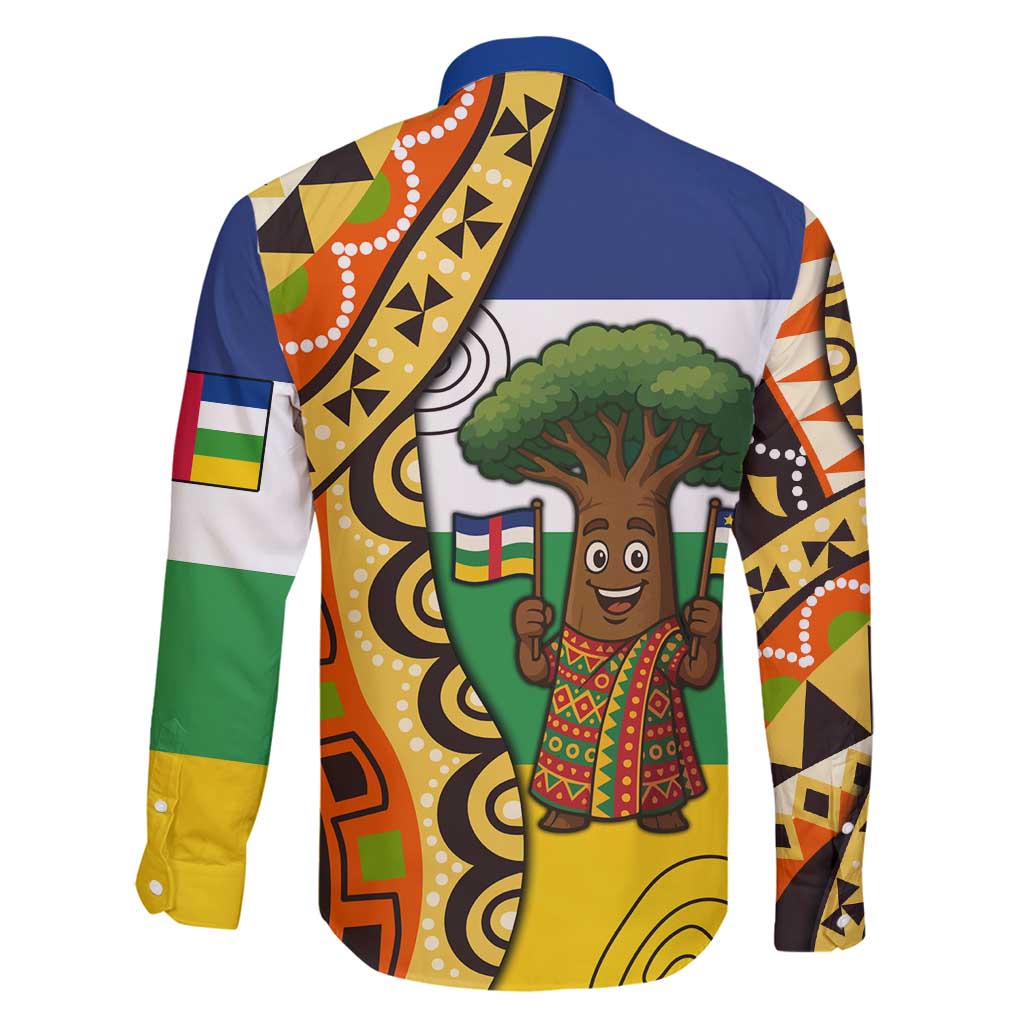 Central African Republic Family Matching Off Shoulder Maxi Dress and Hawaiian Shirt with Cartoon Baobab Design and Flag Pattern - Wonder Print Shop