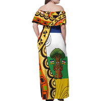 Central African Republic Family Matching Off Shoulder Maxi Dress and Hawaiian Shirt with Cartoon Baobab Design and Flag Pattern - Wonder Print Shop