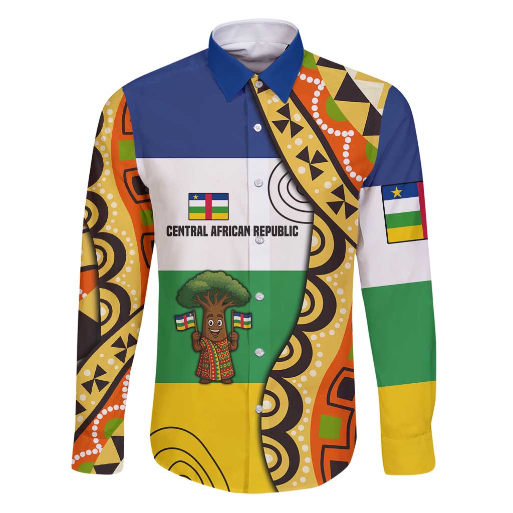 Central African Republic Family Matching Puletasi and Hawaiian Shirt with Cartoon Baobab Design and Flag Pattern - Wonder Print Shop