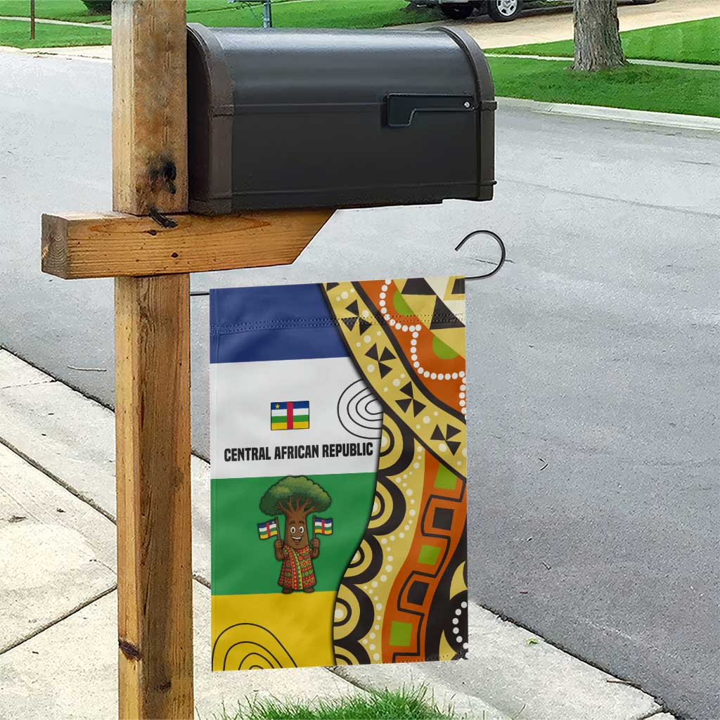 Central African Republic Garden Flag with Cartoon Baobab Design and Flag Pattern - Wonder Print Shop