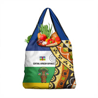 Central African Republic Grocery Bag with Cartoon Baobab Design and Flag Pattern - Wonder Print Shop
