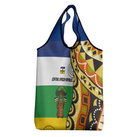 Central African Republic Grocery Bag with Cartoon Baobab Design and Flag Pattern - Wonder Print Shop