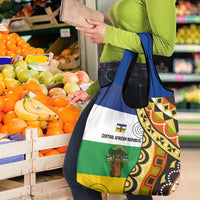 Central African Republic Grocery Bag with Cartoon Baobab Design and Flag Pattern - Wonder Print Shop