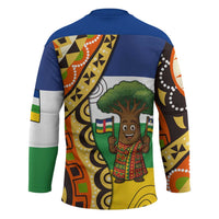 Central African Republic Hockey Jersey with Cartoon Baobab Design and Flag Pattern - Wonder Print Shop